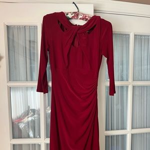 Cranberry color mid length dress